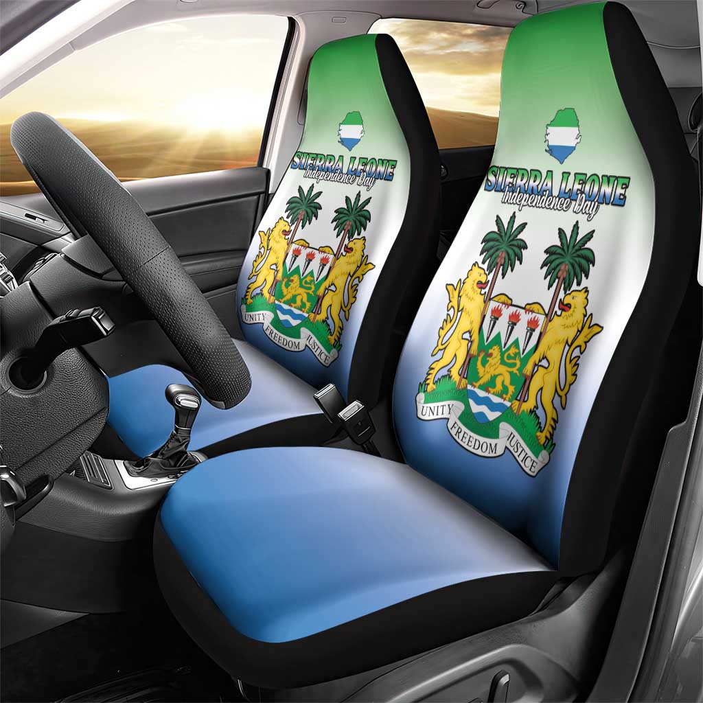 Personalised Sierra Leone Independence Day Car Seat Cover Coat Of Arms Flag Map