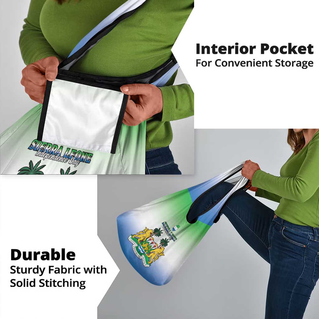 Personalised Sierra Leone Independence Day Grocery Bag Coat Of Arms Flag Map