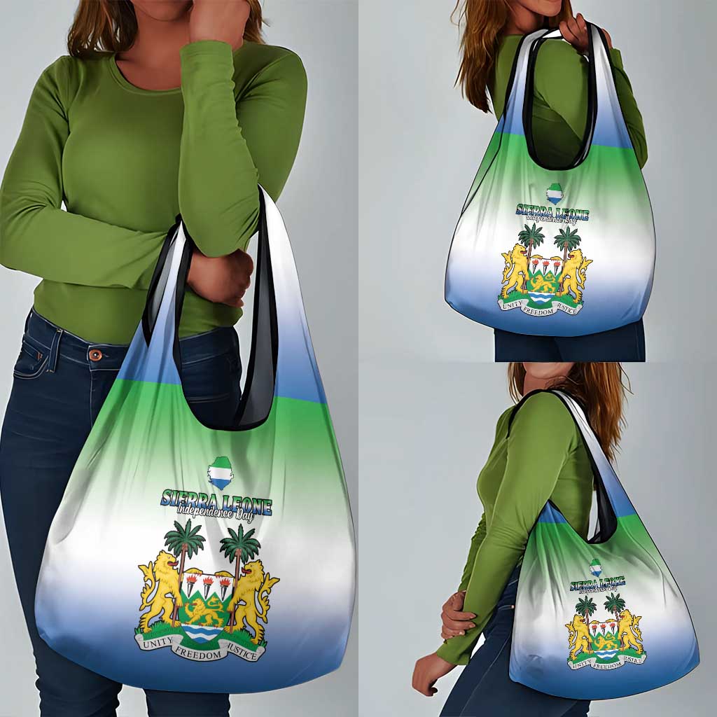 Personalised Sierra Leone Independence Day Grocery Bag Coat Of Arms Flag Map