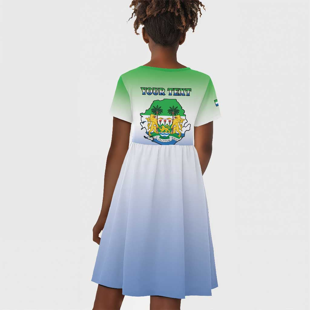 Personalised Sierra Leone Independence Day Kid Short Sleeve Dress Coat Of Arms Flag Map