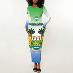Personalised Sierra Leone Independence Day Long Sleeve Bodycon Dress Coat Of Arms Flag Map LT15