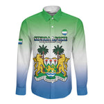 Personalised Sierra Leone Independence Day Long Sleeve Button Shirt Coat Of Arms Flag Map