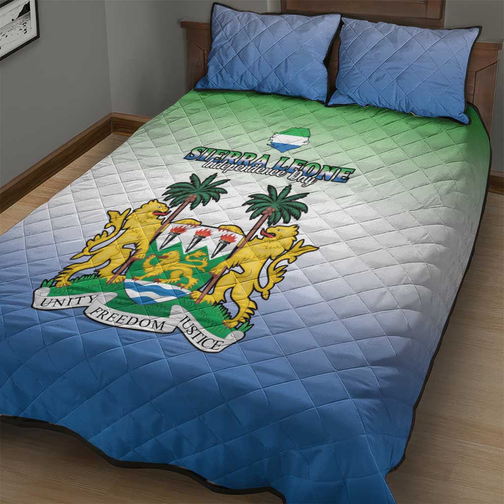 Personalised Sierra Leone Independence Day Quilt Bed Set Coat Of Arms Flag Map