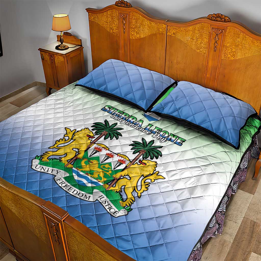 Personalised Sierra Leone Independence Day Quilt Bed Set Coat Of Arms Flag Map