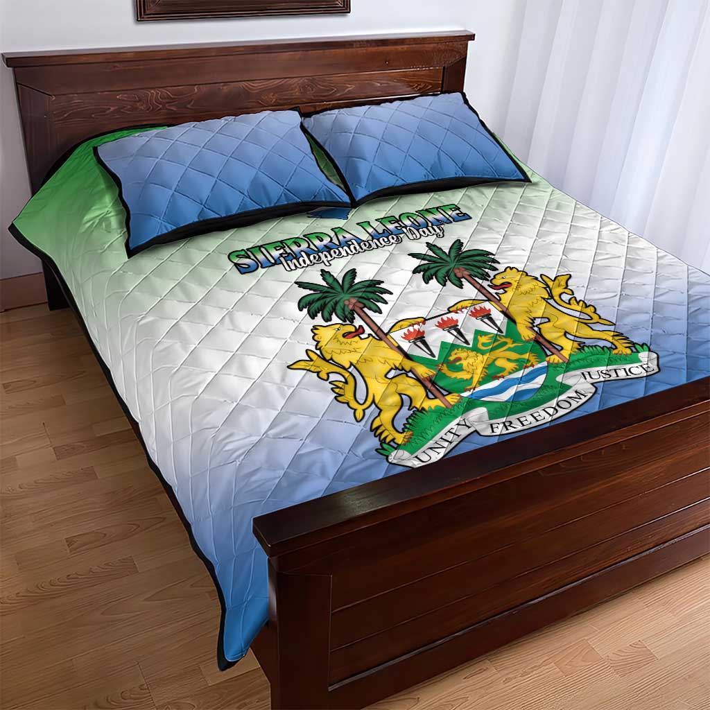 Personalised Sierra Leone Independence Day Quilt Bed Set Coat Of Arms Flag Map