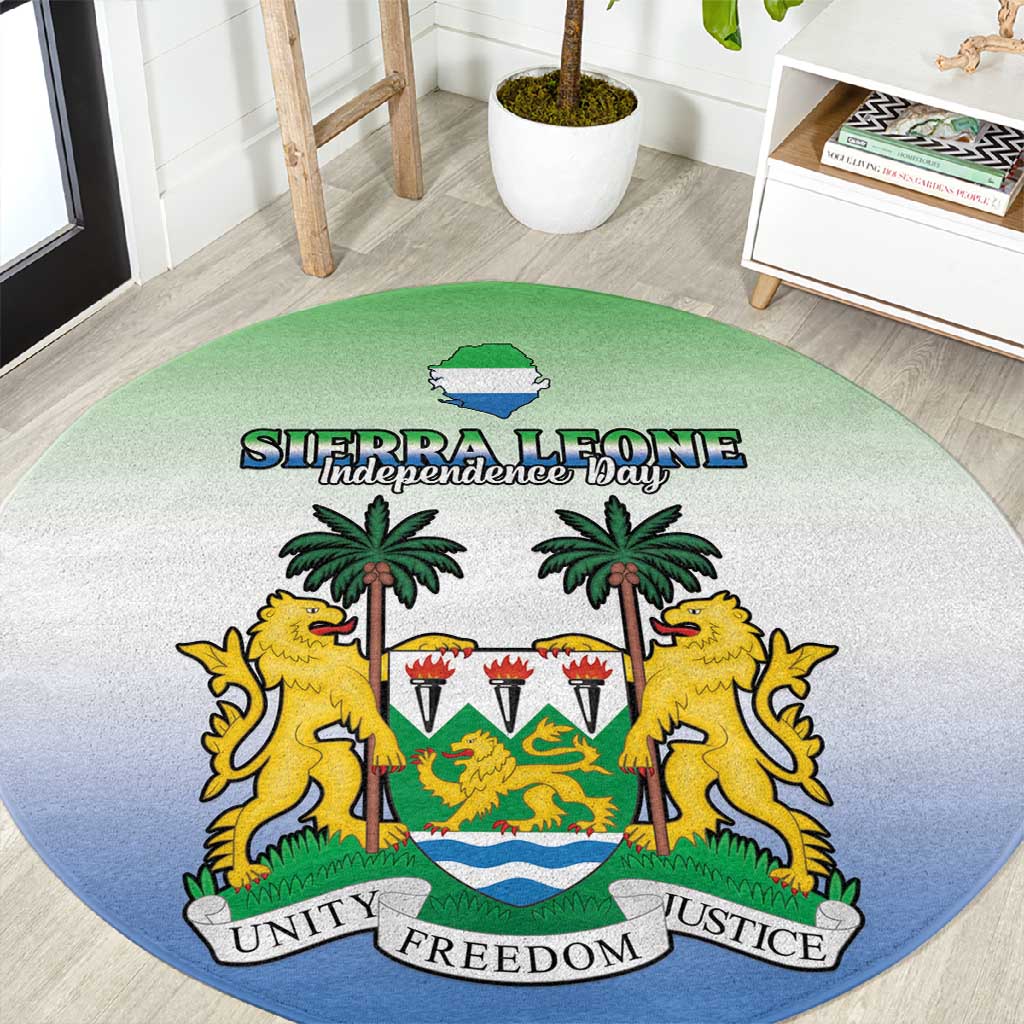 Personalised Sierra Leone Independence Day Round Carpet Coat Of Arms Flag Map