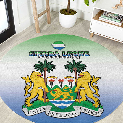 Personalised Sierra Leone Independence Day Round Carpet Coat Of Arms Flag Map