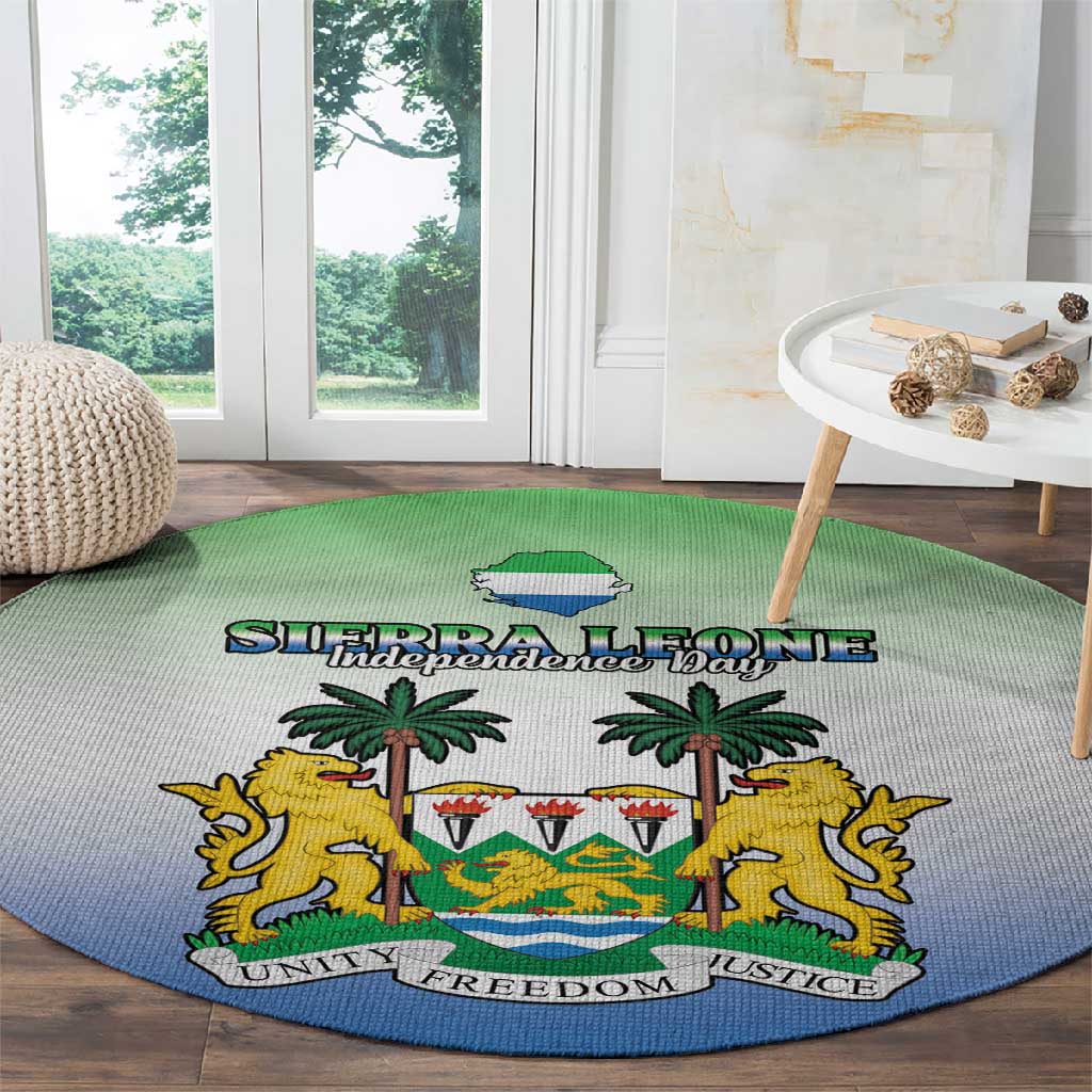 Personalised Sierra Leone Independence Day Round Carpet Coat Of Arms Flag Map