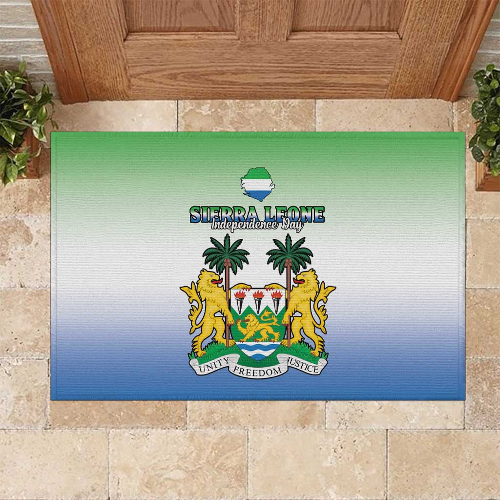 Personalised Sierra Leone Independence Day Rubber Doormat Coat Of Arms Flag Map