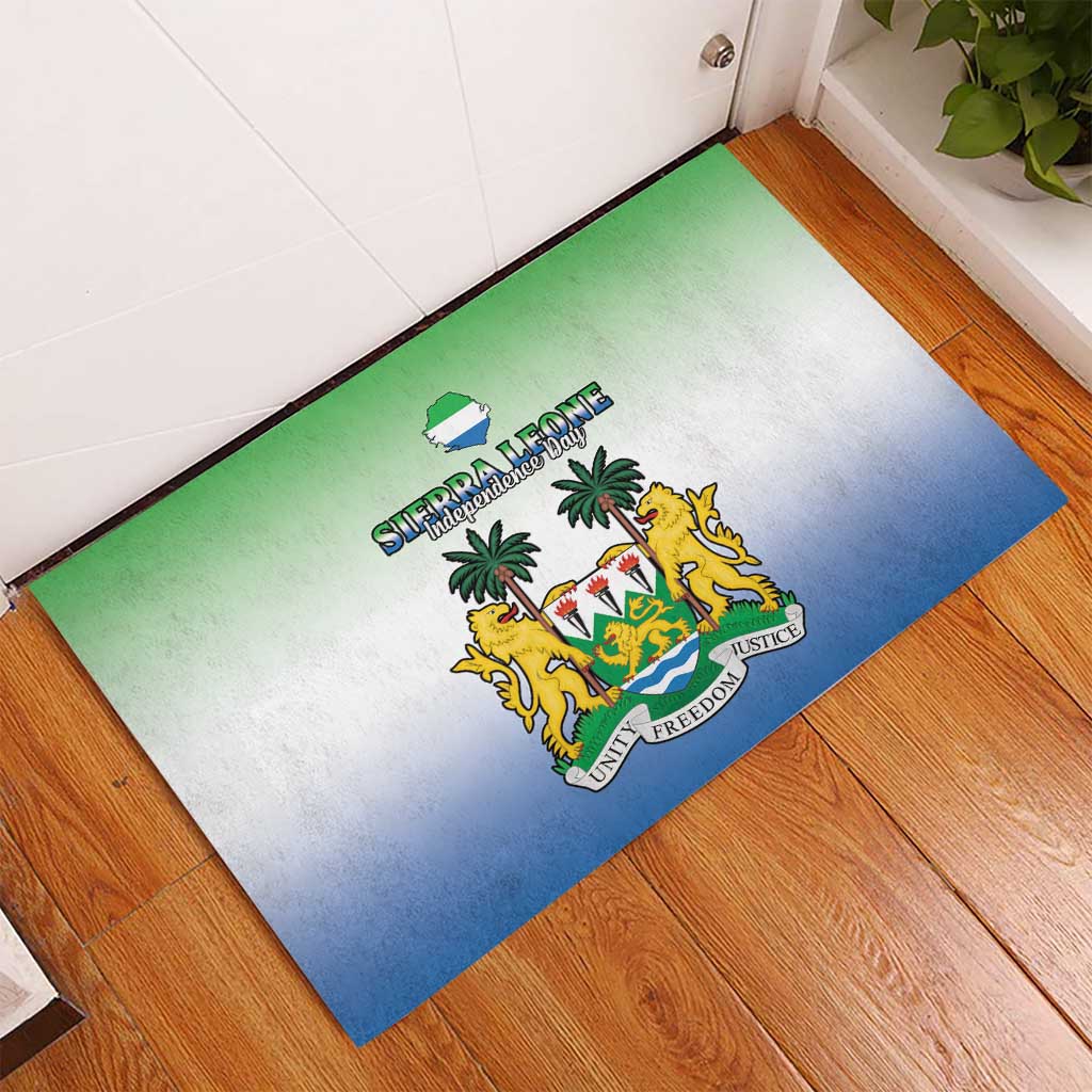 Personalised Sierra Leone Independence Day Rubber Doormat Coat Of Arms Flag Map