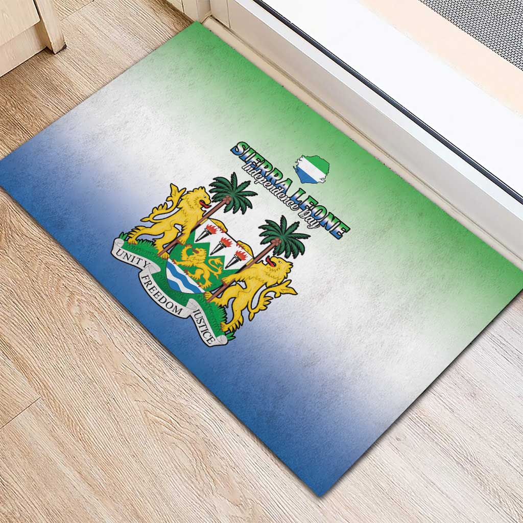 Personalised Sierra Leone Independence Day Rubber Doormat Coat Of Arms Flag Map