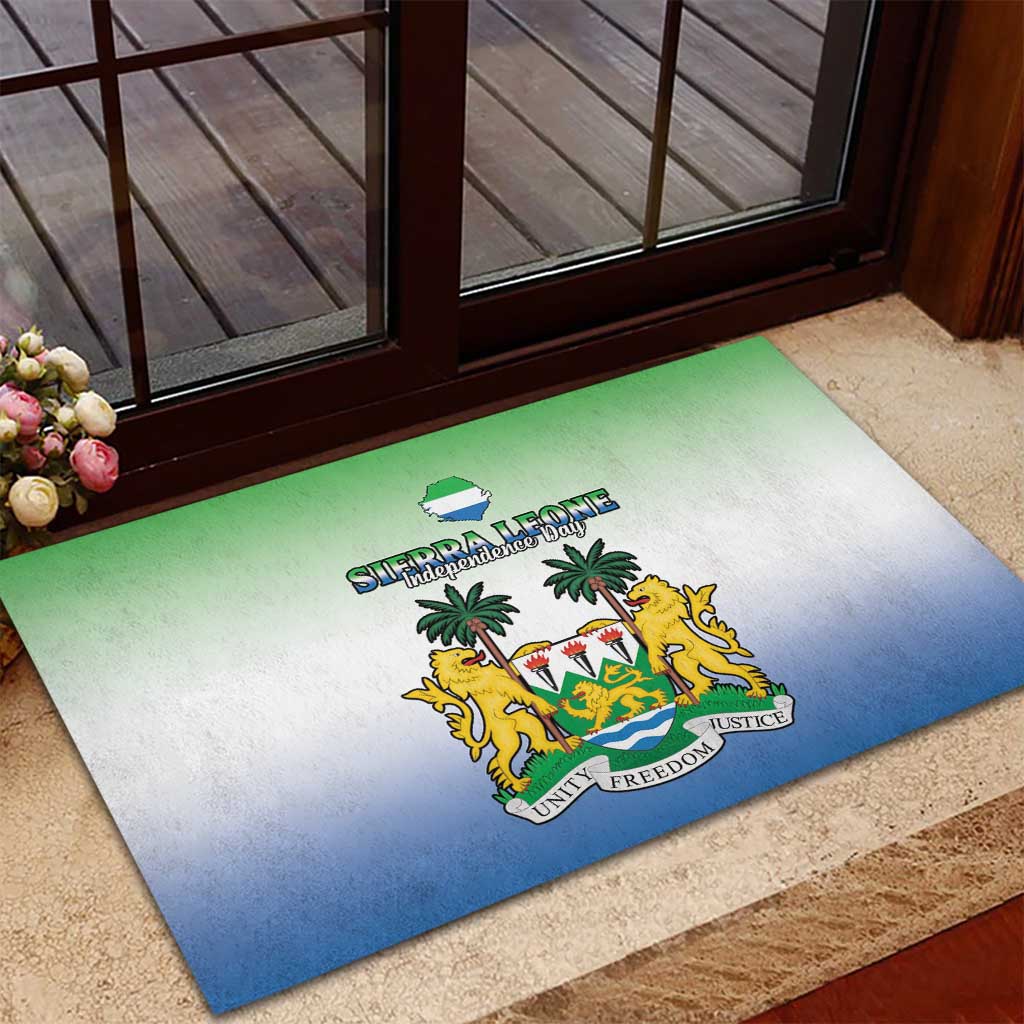 Personalised Sierra Leone Independence Day Rubber Doormat Coat Of Arms Flag Map