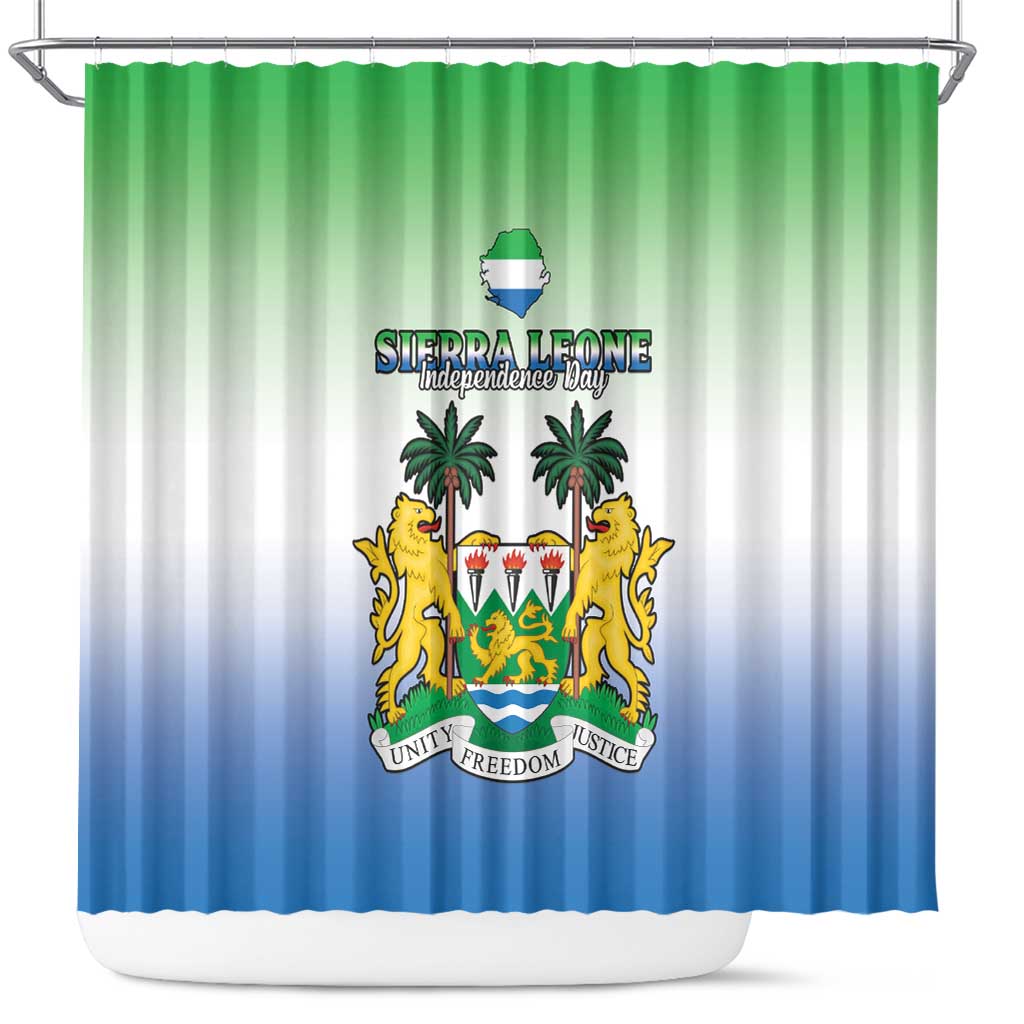 Personalised Sierra Leone Independence Day Shower Curtain Coat Of Arms Flag Map