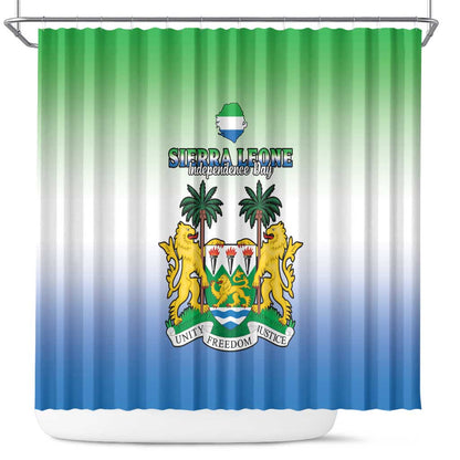 Personalised Sierra Leone Independence Day Shower Curtain Coat Of Arms Flag Map