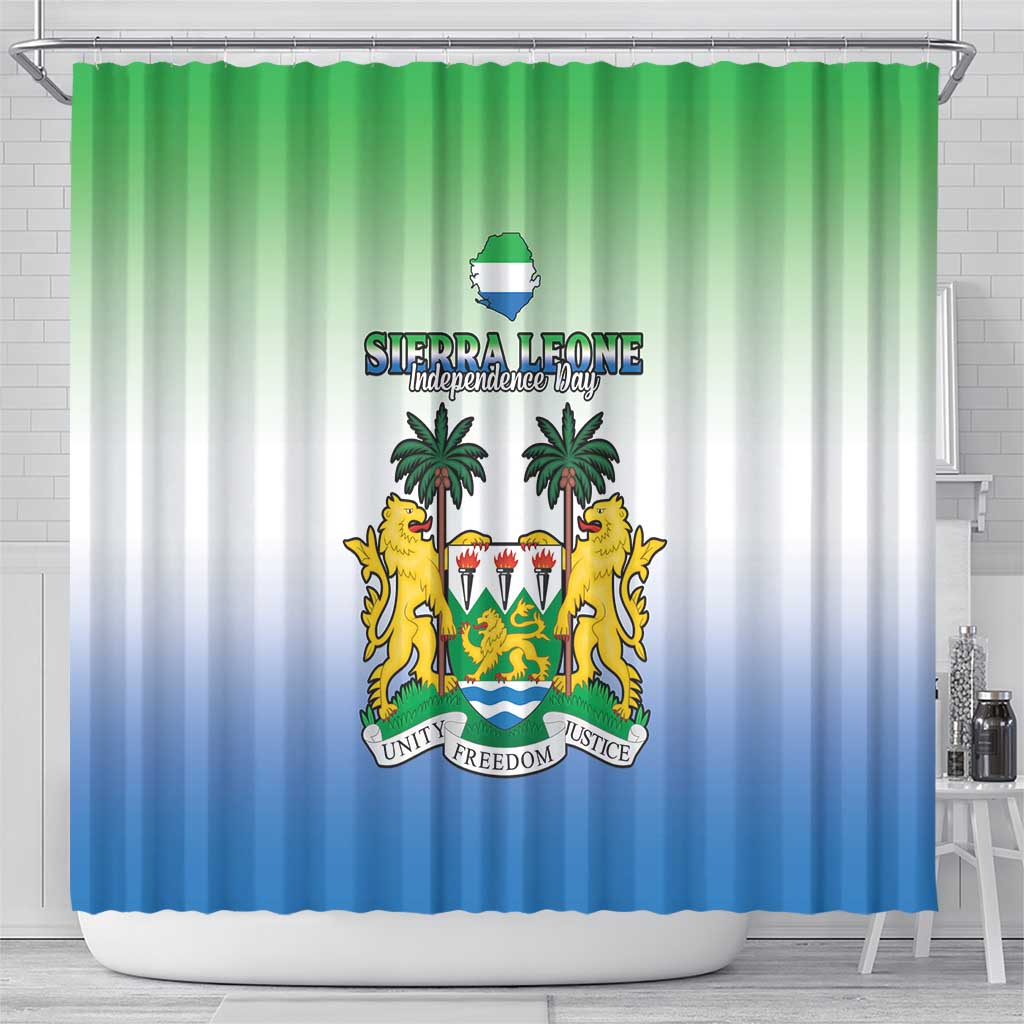 Personalised Sierra Leone Independence Day Shower Curtain Coat Of Arms Flag Map