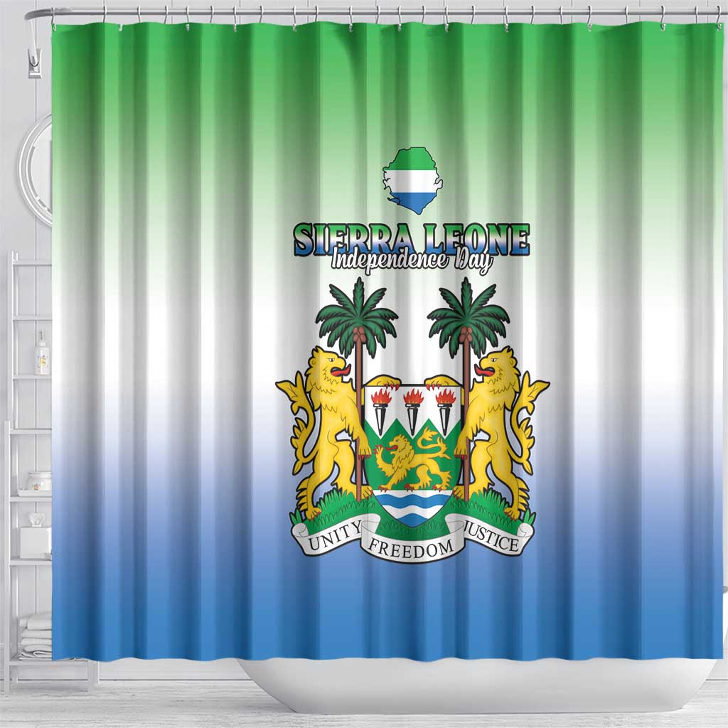 Personalised Sierra Leone Independence Day Shower Curtain Coat Of Arms Flag Map