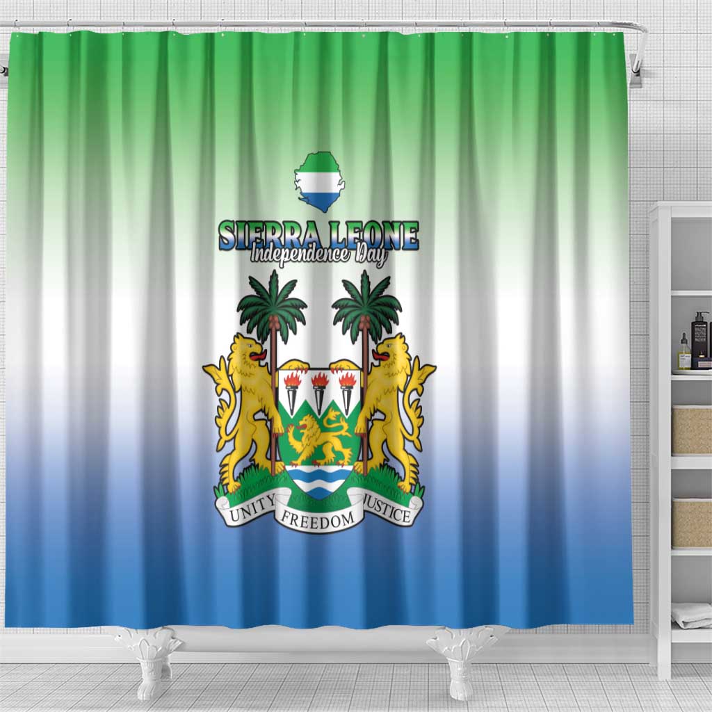 Personalised Sierra Leone Independence Day Shower Curtain Coat Of Arms Flag Map