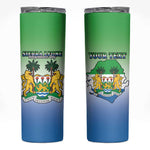 Personalised Sierra Leone Independence Day Skinny Tumbler Coat Of Arms Flag Map
