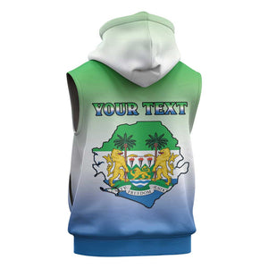 Personalised Sierra Leone Independence Day Sleeveless Hoodie Coat Of Arms Flag Map - African Pride