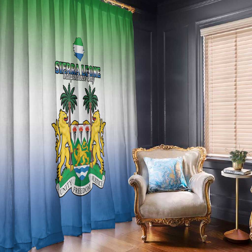 Personalised Sierra Leone Independence Day Window Curtain Coat Of Arms Flag Map