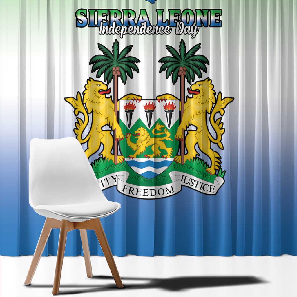 Personalised Sierra Leone Independence Day Window Curtain Coat Of Arms Flag Map