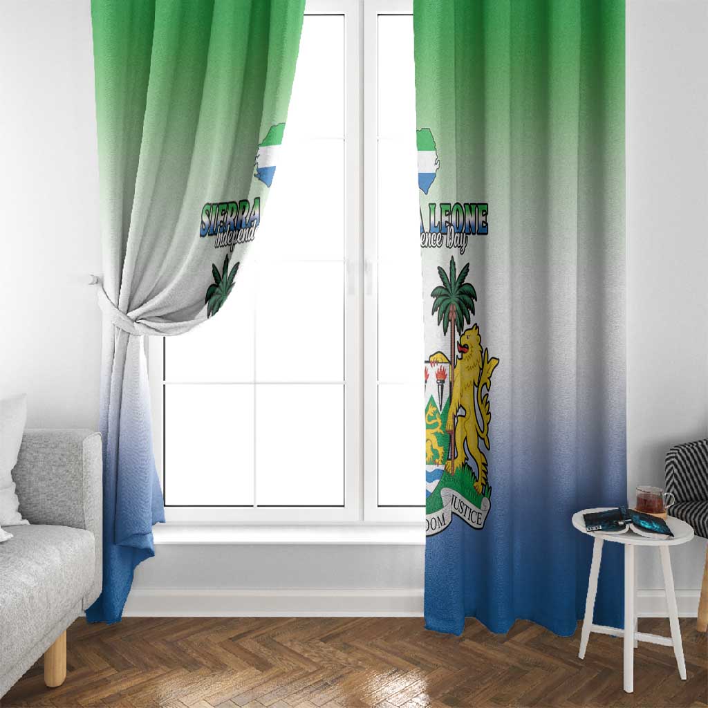 Personalised Sierra Leone Independence Day Window Curtain Coat Of Arms Flag Map