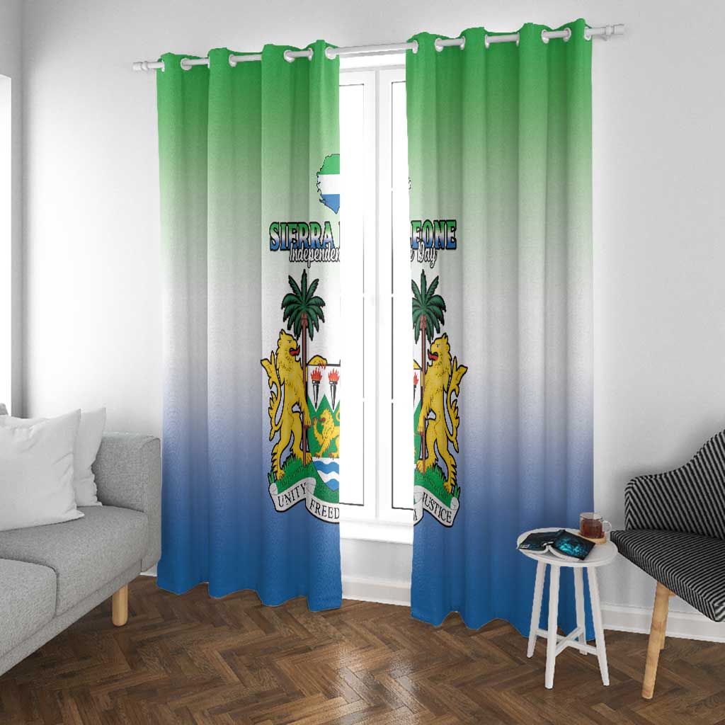 Personalised Sierra Leone Independence Day Window Curtain Coat Of Arms Flag Map