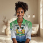 Personalised Sierra Leone Independence Day Women Casual Shirt Coat Of Arms Flag Map
