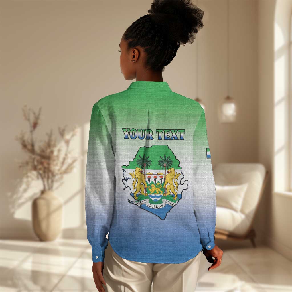 Personalised Sierra Leone Independence Day Women Casual Shirt Coat Of Arms Flag Map