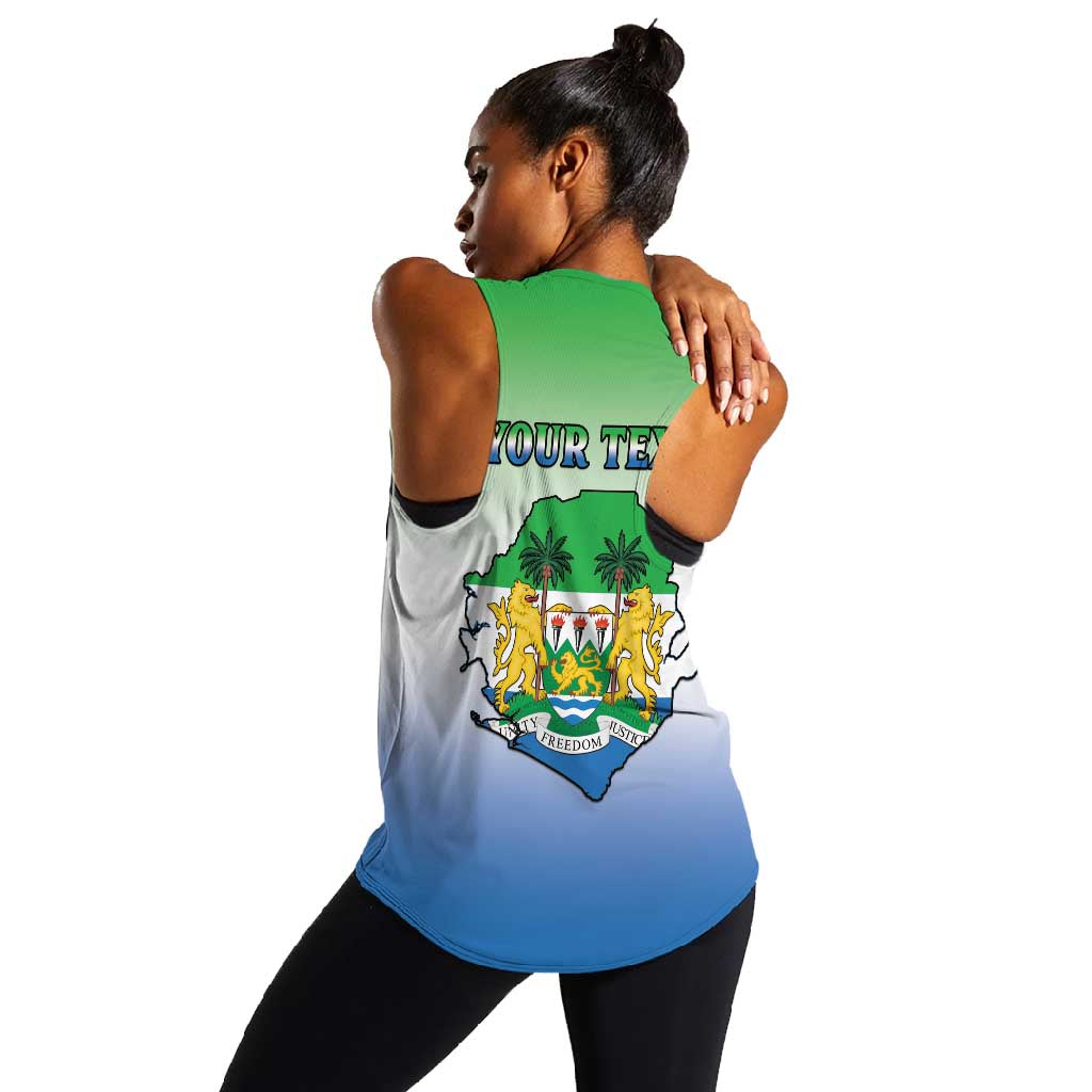 Personalised Sierra Leone Independence Day Women Racerback Tank Coat Of Arms Flag Map
