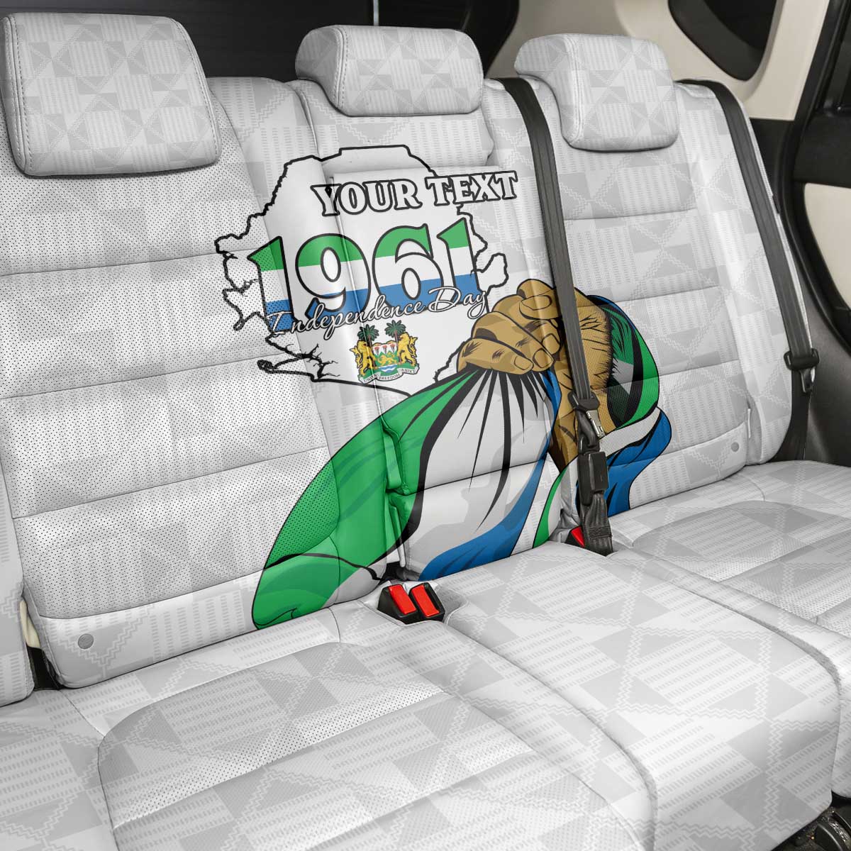 Personalised Happy Independence Sierra Leone Back Car Seat Cover April 27th