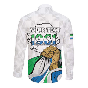 Personalised Happy Independence Sierra Leone Long Sleeve Button Shirt April 27th