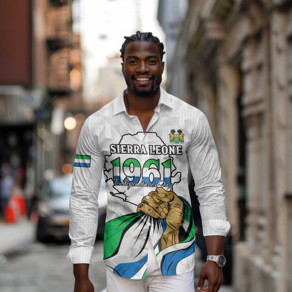 Personalised Happy Independence Sierra Leone Long Sleeve Button Shirt April 27th