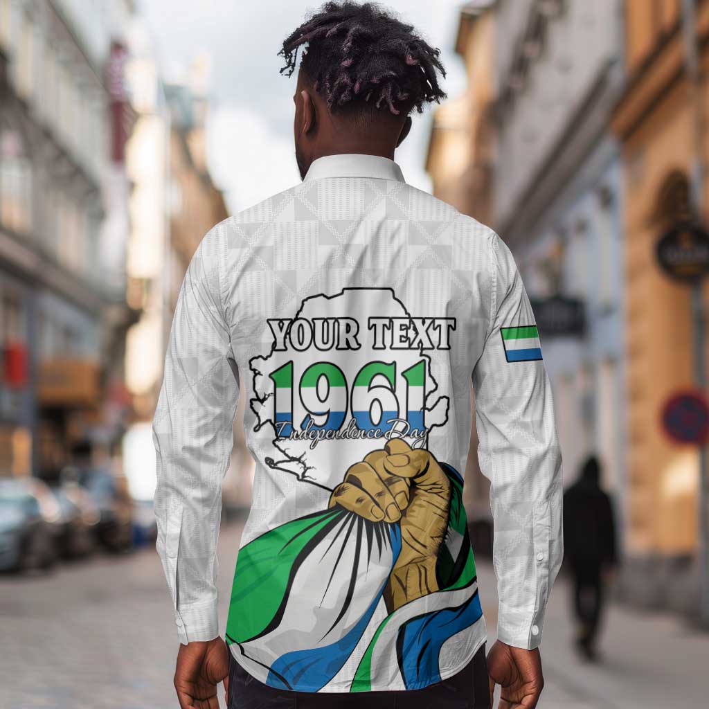 Personalised Happy Independence Sierra Leone Long Sleeve Button Shirt April 27th