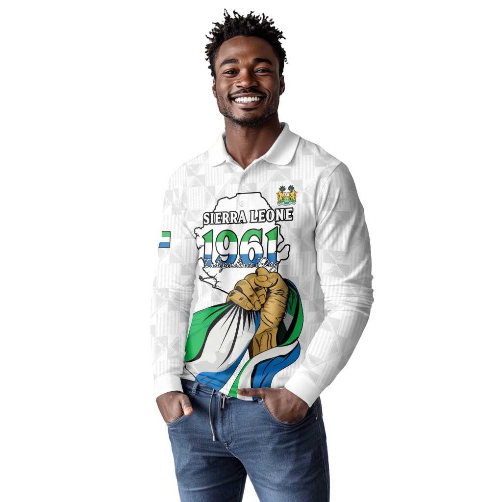 Personalised Happy Independence Sierra Leone Long Sleeve Polo Shirt April 27th