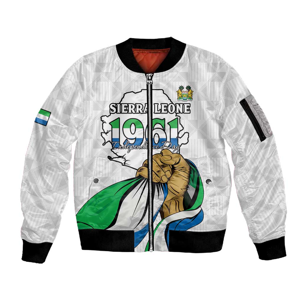 Personalised Happy Independence Sierra Leone Sleeve Zip Bomber Jacket April 27th