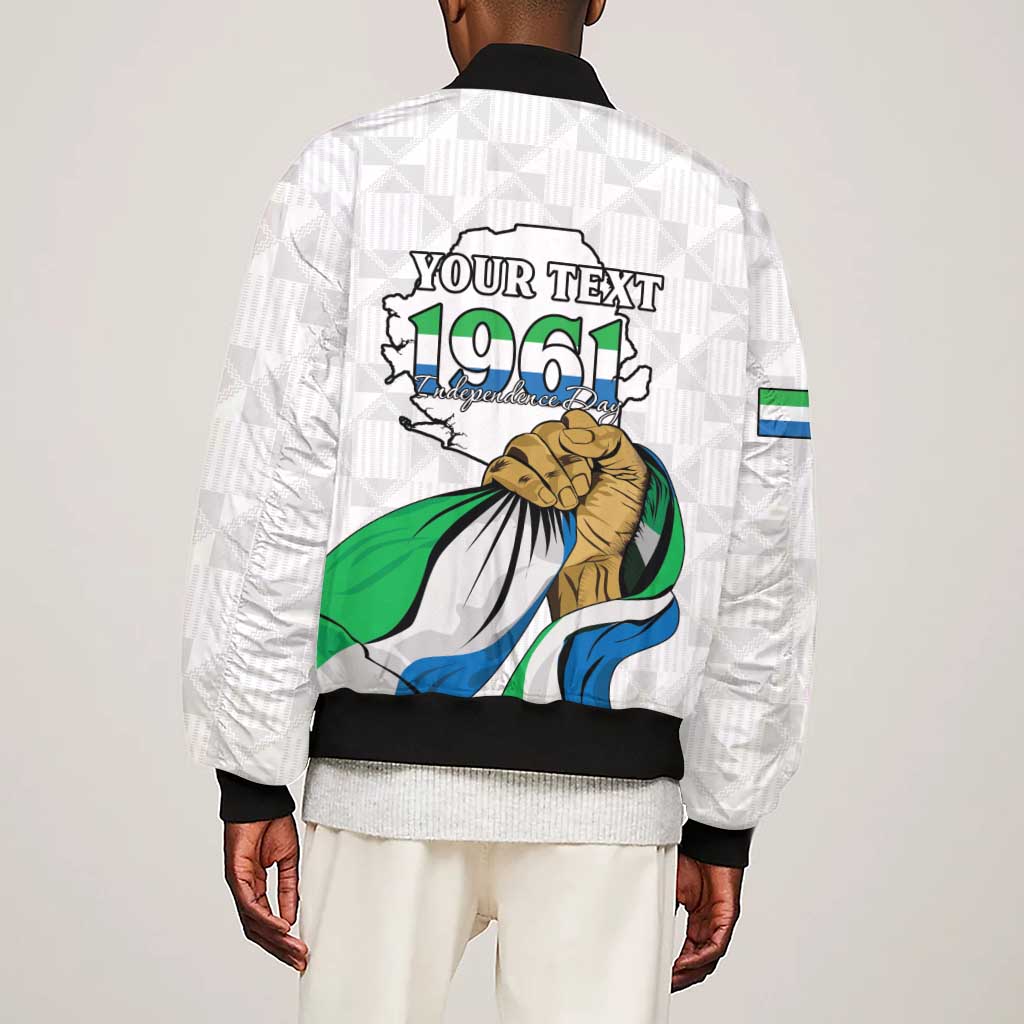 Personalised Happy Independence Sierra Leone Sleeve Zip Bomber Jacket April 27th