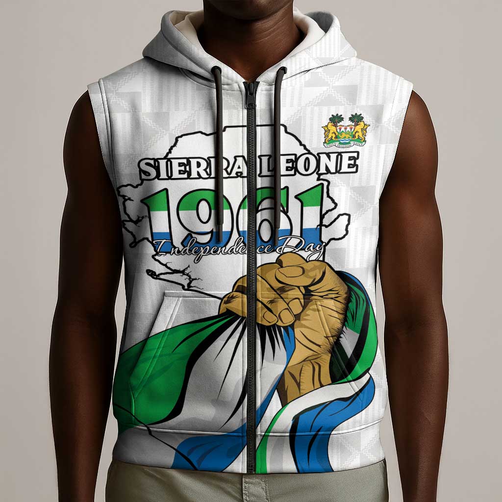 Personalised Happy Independence Sierra Leone Sleeveless Zip Hoodie April 27th - African Pride
