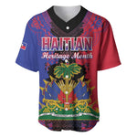 Personalised Haitian Heritage Month Baseball Jersey Coat Of Arms With Dashiki Pattern