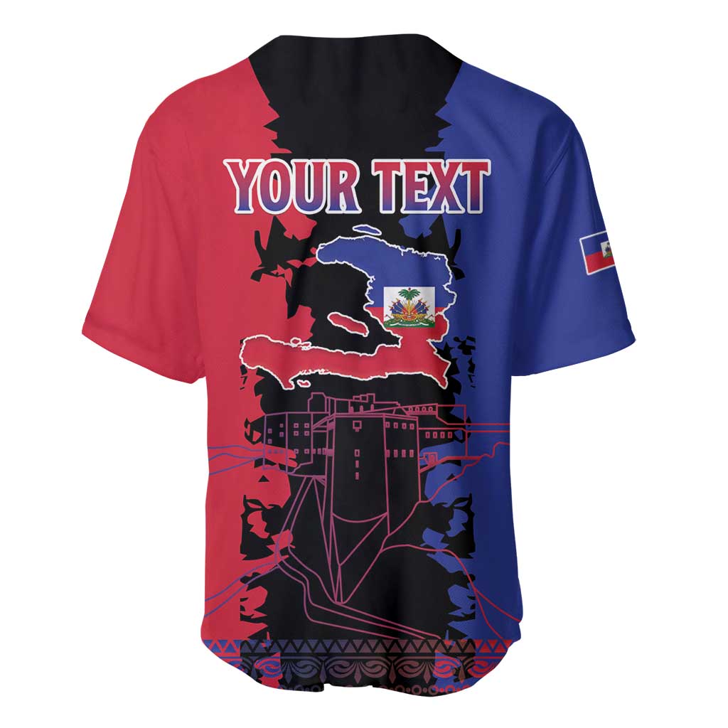 Personalised Haitian Heritage Month Baseball Jersey Coat Of Arms With Dashiki Pattern