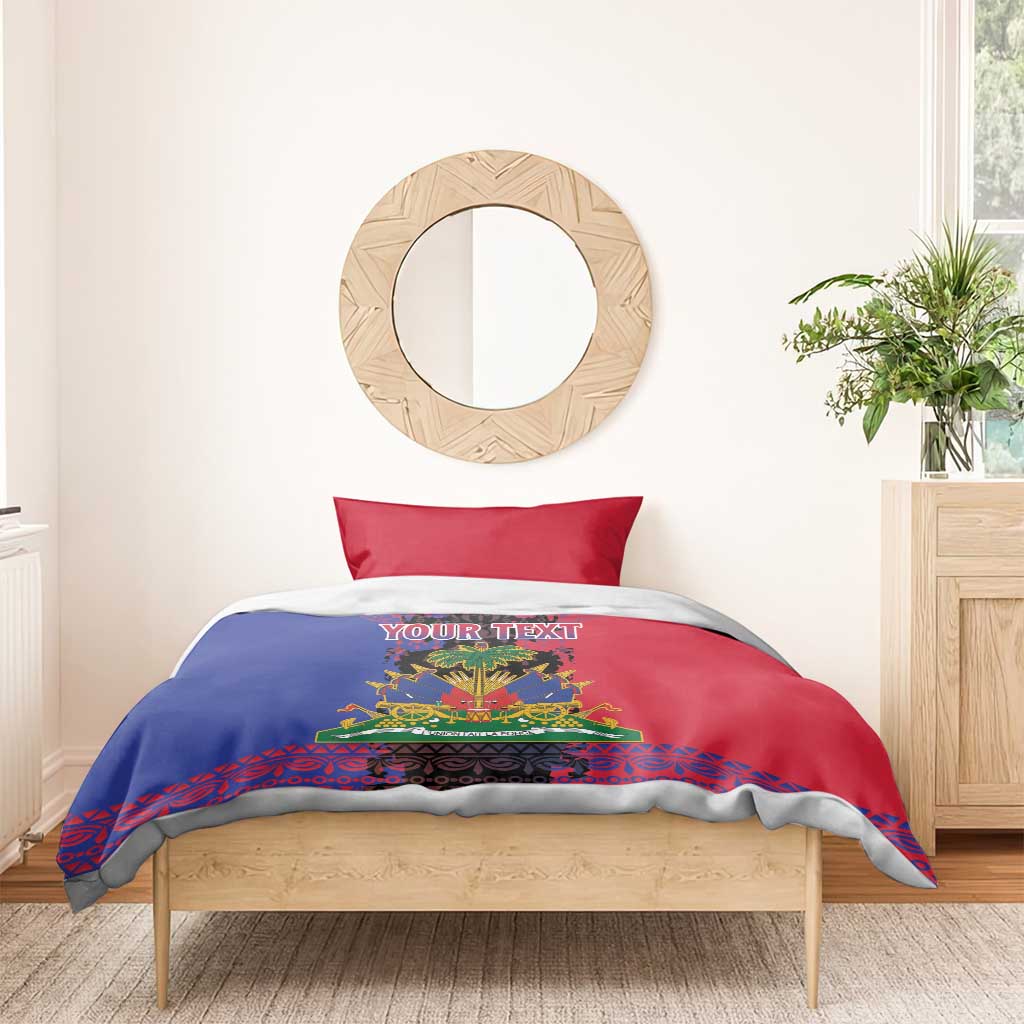 Personalised Haitian Heritage Month Bedding Set Coat Of Arms With Dashiki Pattern