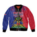 Personalised Haitian Heritage Month Bomber Jacket Coat Of Arms With Dashiki Pattern