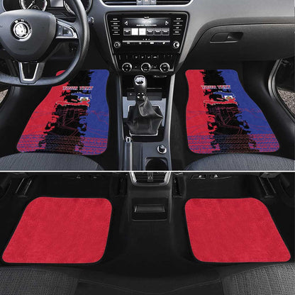 Personalised Haitian Heritage Month Car Mats Coat Of Arms With Dashiki Pattern