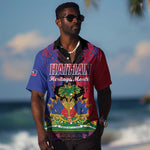 Personalised Haitian Heritage Month Hawaiian Shirt Coat Of Arms With Dashiki Pattern