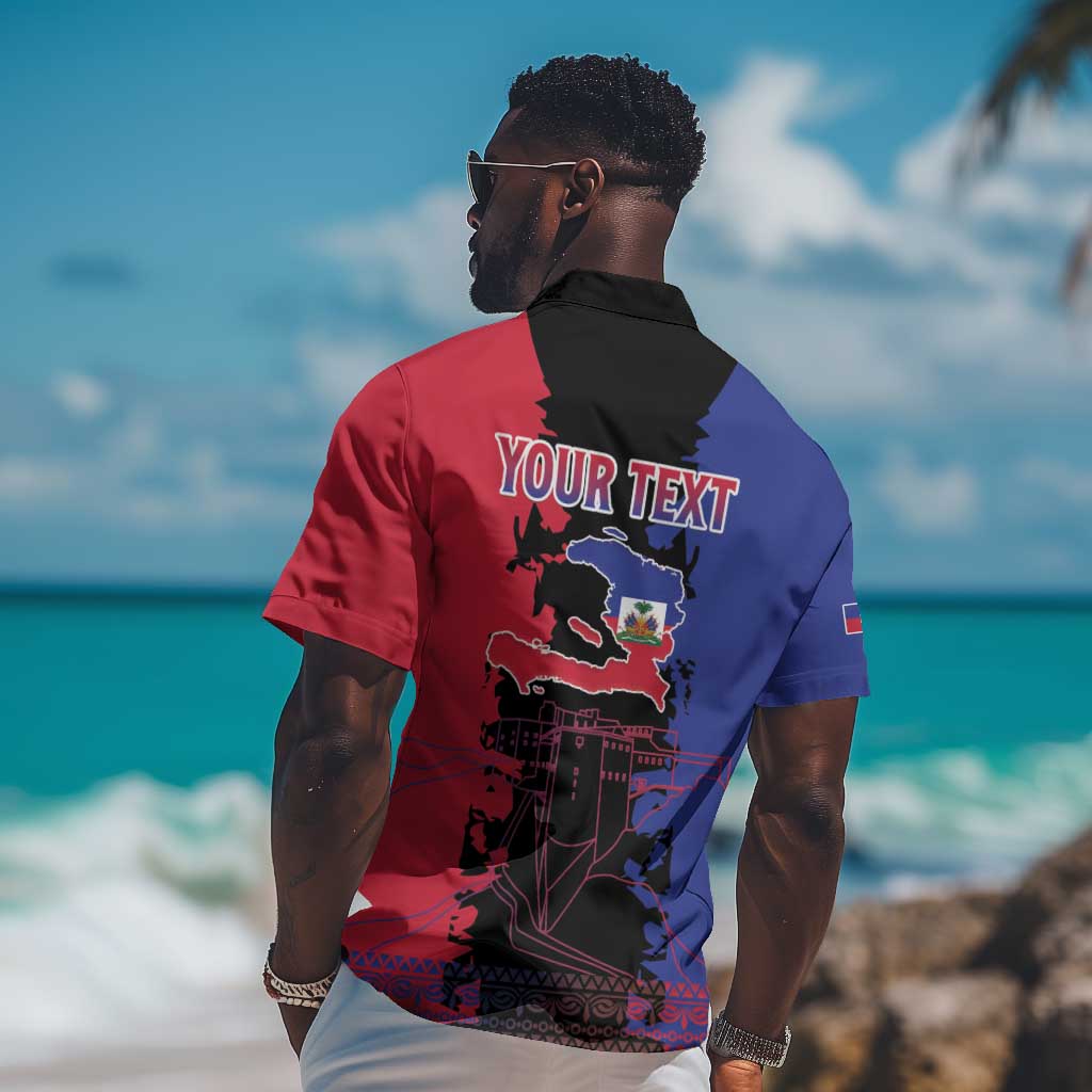 Personalised Haitian Heritage Month Hawaiian Shirt Coat Of Arms With Dashiki Pattern