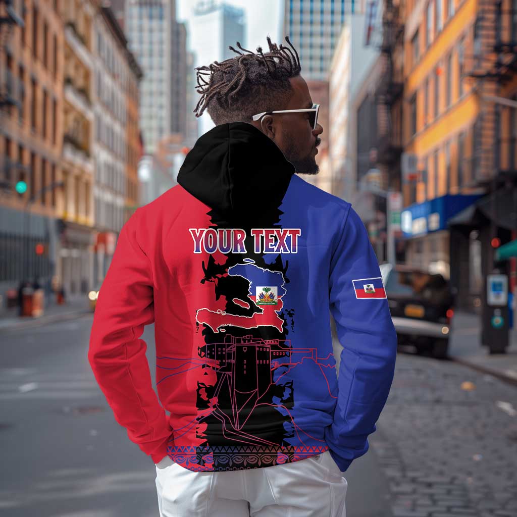 Personalised Haitian Heritage Month Hoodie Coat Of Arms With Dashiki Pattern