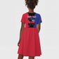 Personalised Haitian Heritage Month Kid Short Sleeve Dress Coat Of Arms With Dashiki Pattern