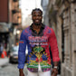 Personalised Haitian Heritage Month Long Sleeve Button Shirt Coat Of Arms With Dashiki Pattern
