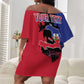 Personalised Haitian Heritage Month Off Shoulder Short Dress Coat Of Arms With Dashiki Pattern