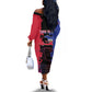 Personalised Haitian Heritage Month Off The Shoulder Long Sleeve Dress Coat Of Arms With Dashiki Pattern